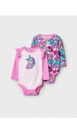 Боди детское трикотажное для девочек, 2 шт в комплекте разноцветный