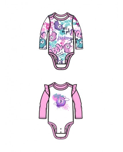 Боди детское трикотажное для девочек, 2 шт в комплекте разноцветный