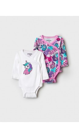 Боди детское трикотажное для девочек, 2 шт в комплекте разноцветный