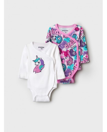 Боди детское трикотажное для девочек, 2 шт в комплекте разноцветный