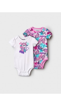 Боди детское трикотажное для девочек, 2 шт в комплекте разноцветный