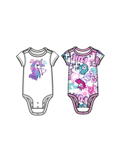 Боди детское трикотажное для девочек, 2 шт в комплекте разноцветный