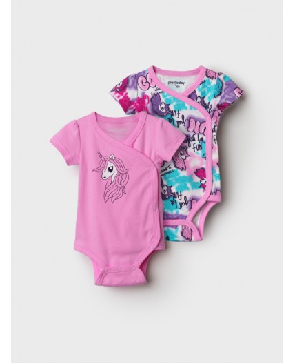 Боди детское трикотажное для девочек, 2 шт в комплекте разноцветный