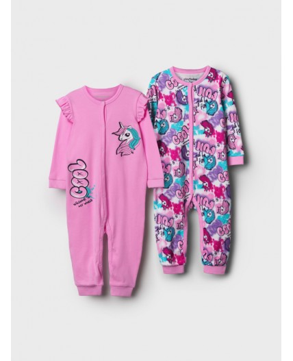 Комбинезон детский трикотажный для девочек, 2 шт в комплекте разноцветный