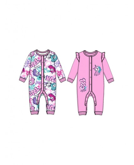 Комбинезон детский трикотажный для девочек, 2 шт в комплекте разноцветный
