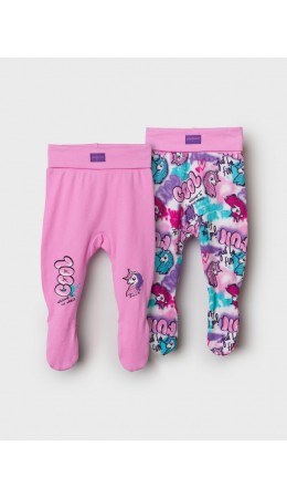Ползунки детские трикотажные для девочек, 2 шт в комплекте разноцветный