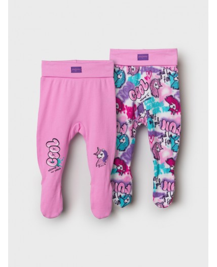 Ползунки детские трикотажные для девочек, 2 шт в комплекте разноцветный