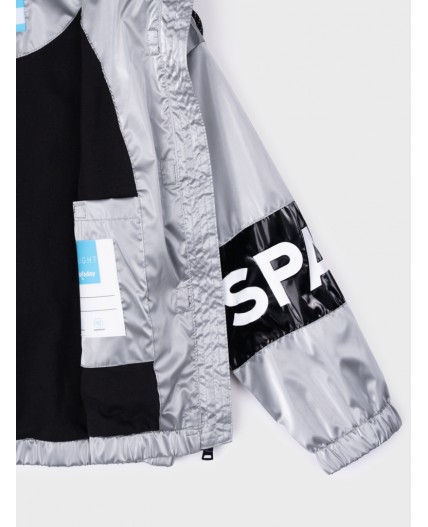 Куртка текстильная с полиуретановым покрытием для девочек (ветровка) серебряный,черный