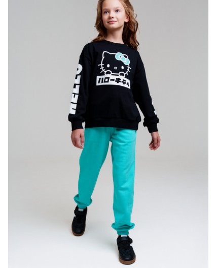 Толстовка трикотажная для девочек черный,белый