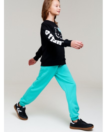 Толстовка трикотажная для девочек черный,белый