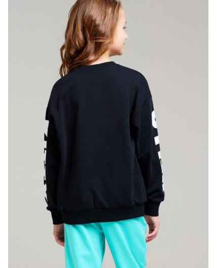 Толстовка трикотажная для девочек черный,белый