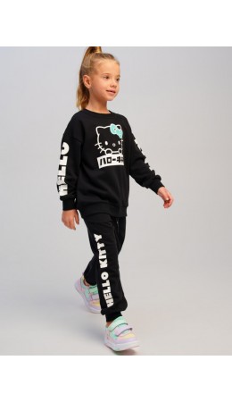 Толстовка трикотажная для девочек черный,белый