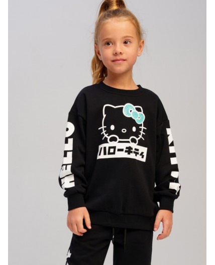 Толстовка трикотажная для девочек черный,белый