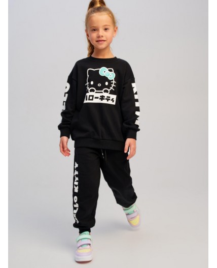 Толстовка трикотажная для девочек черный,белый