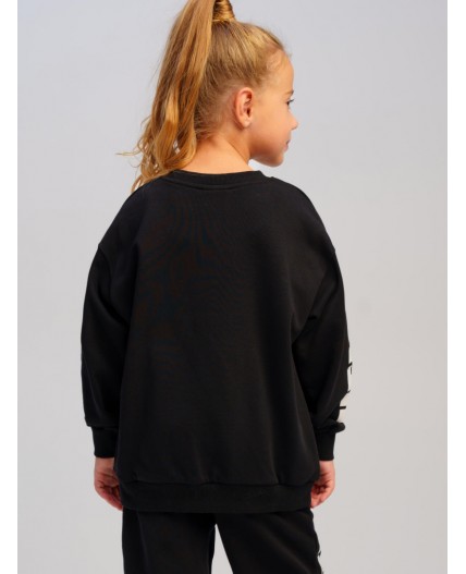Толстовка трикотажная для девочек черный,белый
