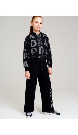 Толстовка трикотажная для девочек черный,белый