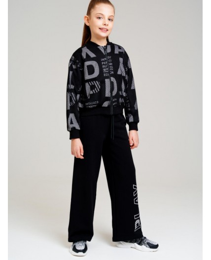 Толстовка трикотажная для девочек черный,белый