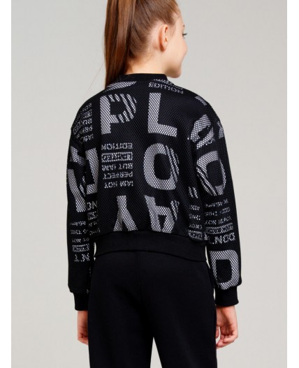 Толстовка трикотажная для девочек черный,белый