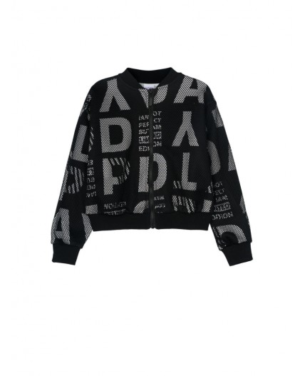 Толстовка трикотажная для девочек черный,белый