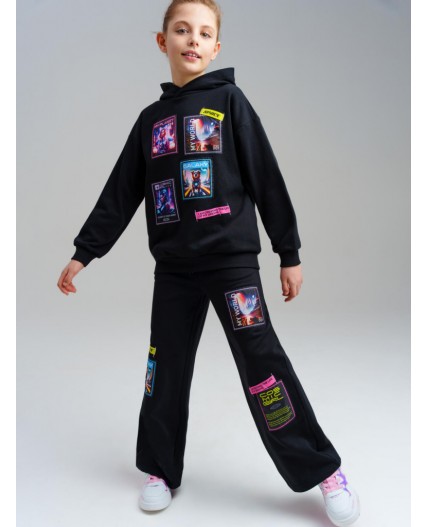 Брюки трикотажные для девочек черный