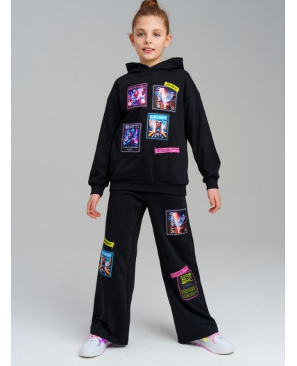 Брюки трикотажные для девочек черный