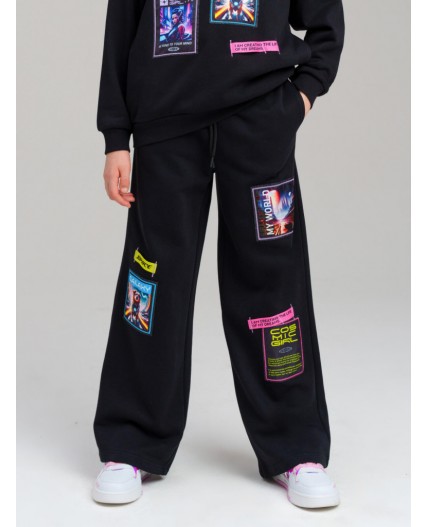 Брюки трикотажные для девочек черный