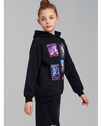 Толстовка трикотажная для девочек черный