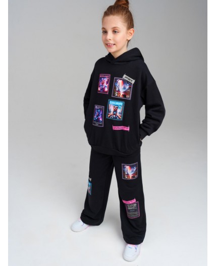 Толстовка трикотажная для девочек черный