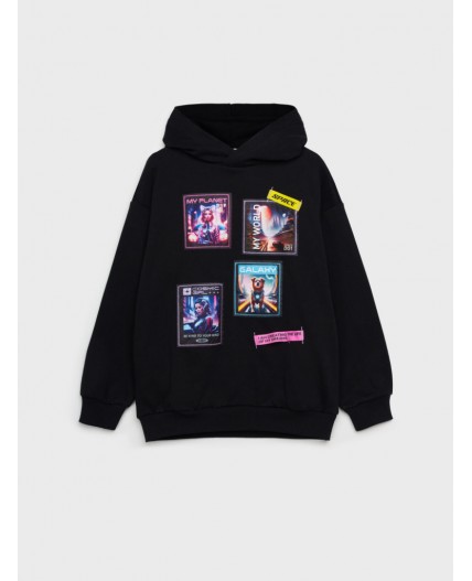 Толстовка трикотажная для девочек черный