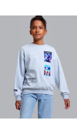 Толстовка трикотажная для девочек светло-серый