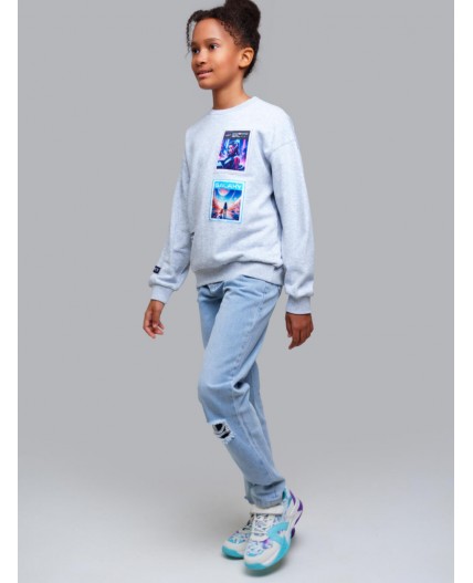 Толстовка трикотажная для девочек светло-серый