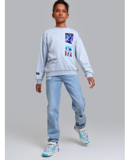 Толстовка трикотажная для девочек светло-серый