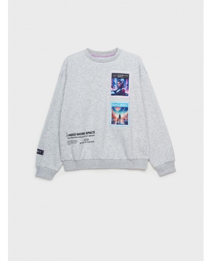 Толстовка трикотажная для девочек светло-серый