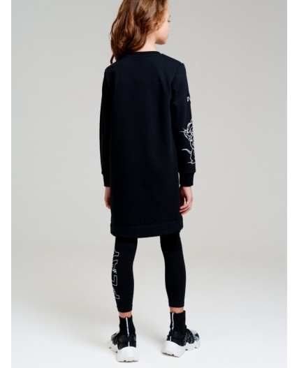 Платье трикотажное для девочек черный,белый