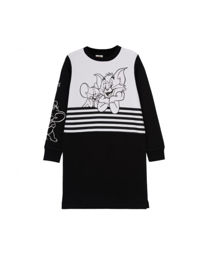 Платье трикотажное для девочек черный,белый