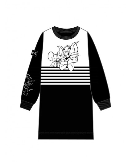 Платье трикотажное для девочек черный,белый