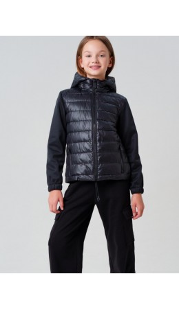 Куртка текстильная с полиуретановым покрытием для девочек черный