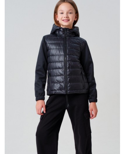 Куртка текстильная с полиуретановым покрытием для девочек черный