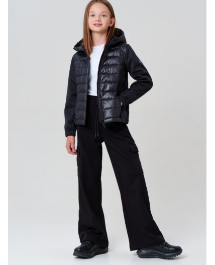 Куртка текстильная с полиуретановым покрытием для девочек черный