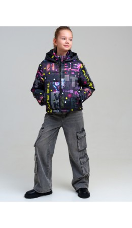 Куртка текстильная с полиуретановым покрытием для девочек разноцветный