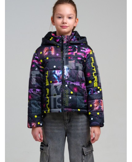Куртка текстильная с полиуретановым покрытием для девочек разноцветный
