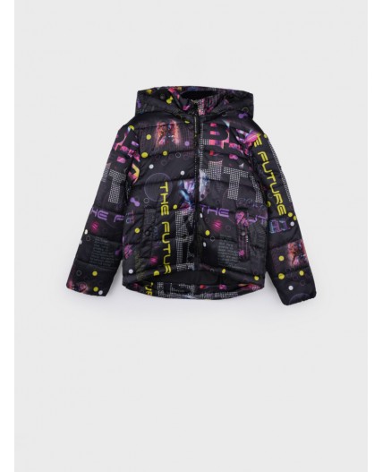 Куртка текстильная с полиуретановым покрытием для девочек разноцветный