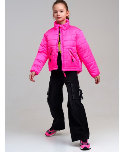 Куртка текстильная с полиуретановым покрытием для девочек фуксия