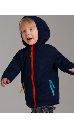 Куртка детская текстильная с полиуретановым покрытием для мальчиков (ветровка) тёмно-синий,оранжевый