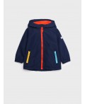 Куртка детская текстильная с полиуретановым покрытием для мальчиков (ветровка) тёмно-синий,оранжевый