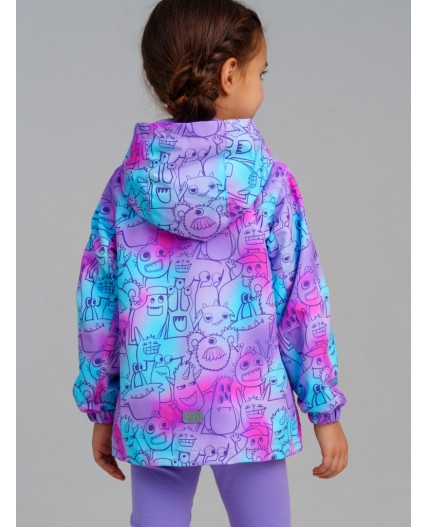 Куртка текстильная с полиуретановым покрытием для девочек (ветровка) разноцветный
