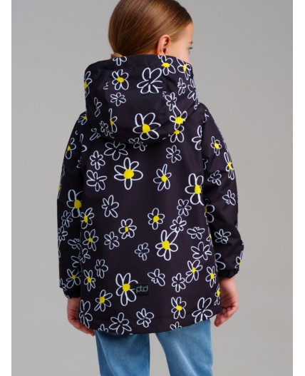 Куртка текстильная с полиуретановым покрытием для девочек (ветровка) черный,белый,жёлтый