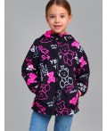 Куртка текстильная с полиуретановым покрытием для девочек (ветровка) черный,фуксия,белый
