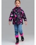 Куртка текстильная с полиуретановым покрытием для девочек (ветровка) черный,фуксия,белый