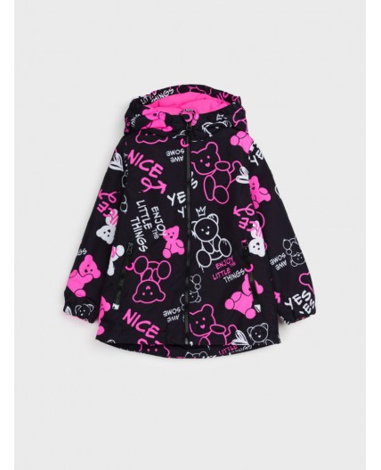 Куртка текстильная с полиуретановым покрытием для девочек (ветровка) черный,фуксия,белый